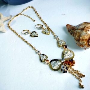 Unique Gold Butterfly Statement Necklace Set